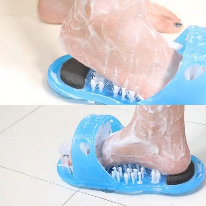 Foot Scrubber Shower Slipper with Built-in Pumice Stone, Silicone Bath Massage Slipper for Exfoliating Dead Skin, Heel Care and Foot Cleaning, Anti-Slip One Piece Design (Two packs (2 pieces)) - Image 1