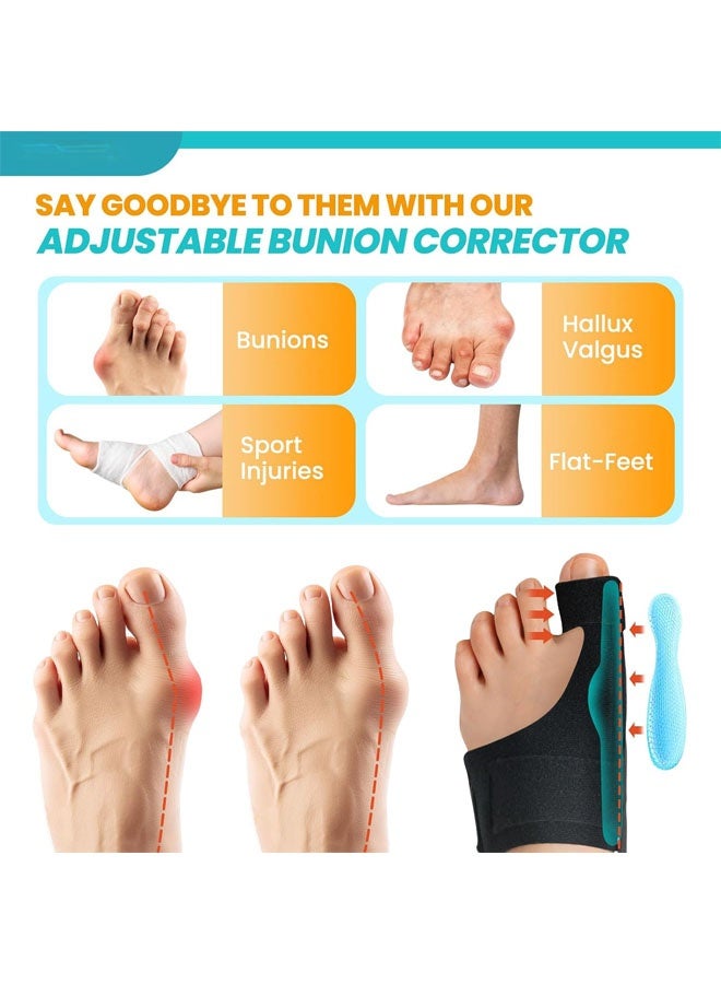 YelaJoy 2 Pack Bunion Corrector for Women and Men, Adjustable Big Toe Straightener for Bunion Relief-Hallux Valgus Pain Relief, Breathable Toe Corrector Brace Day and Night, Washable (Black) - Image 3