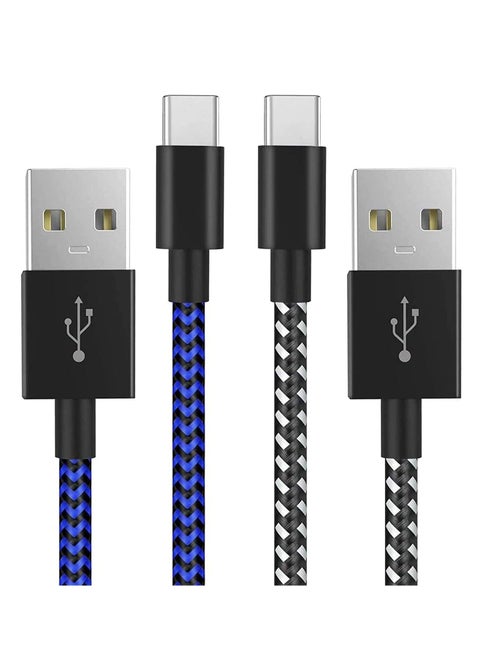 PS5 Controller Charger Cable Nylon Braided USB Type-C High-Speed Sync Charging Cord Compatible for Switch Pro/Nintendo Switch, Xbox Series X/S Controller, Cellphone, Laptop 2 Pcs 3M（Black &Blue）