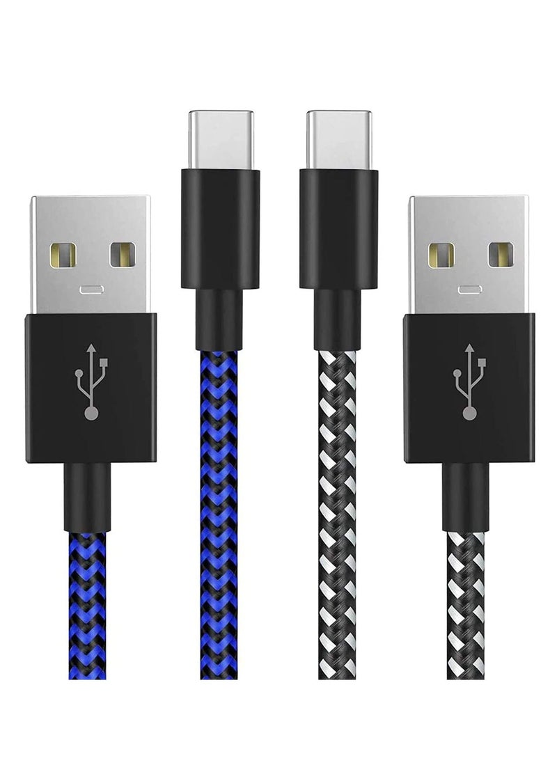 PS5 Controller Charger Cable Nylon Braided USB Type-C High-Speed Sync Charging Cord Compatible for Switch Pro/Nintendo Switch, Xbox Series X/S Controller, Cellphone, Laptop 2 Pcs 3M（Black &Blue）
