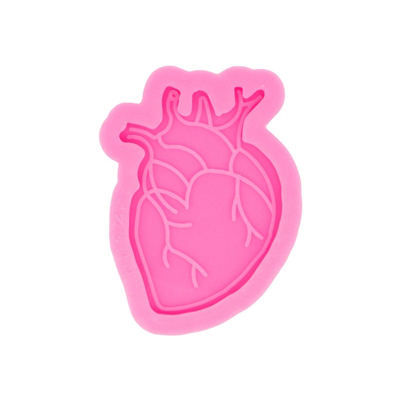 Shiny Glossy Heart Shape Silicone Mold Badge Reel Mold Epoxy Resin Casting Mold Craft Silicone Moulds for DIY Charms Jewelry Making