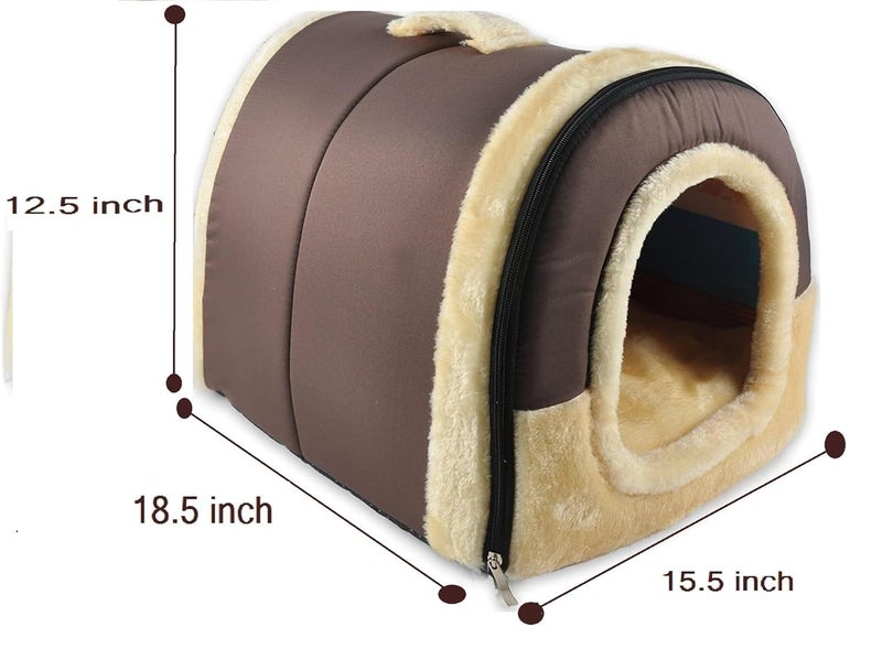 KOZI PET Igloo Dog House, Portable Cat Igloo Bed with Removable Cushion, 2 in 1 Washable Cozy Dog Igloo Bed Cat Cave, Foldable Non-Slip Warm for Pets Puppy Kitten Rabbit (Brown, S) - Image 5