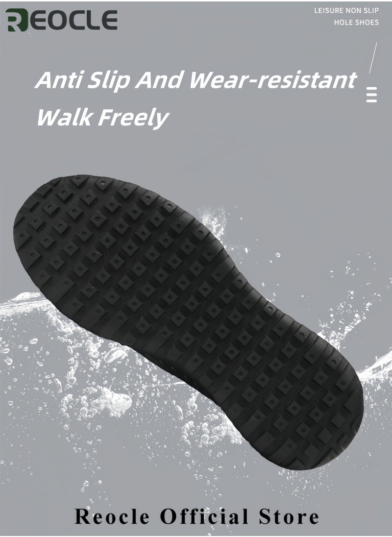 REOCLE Men's Mesh Sandals Handmade Leather Slippers Casual Summer Hiking Shoes with Soft Sole Breathable Beach Sandals for Outdoor Use  - Image 5