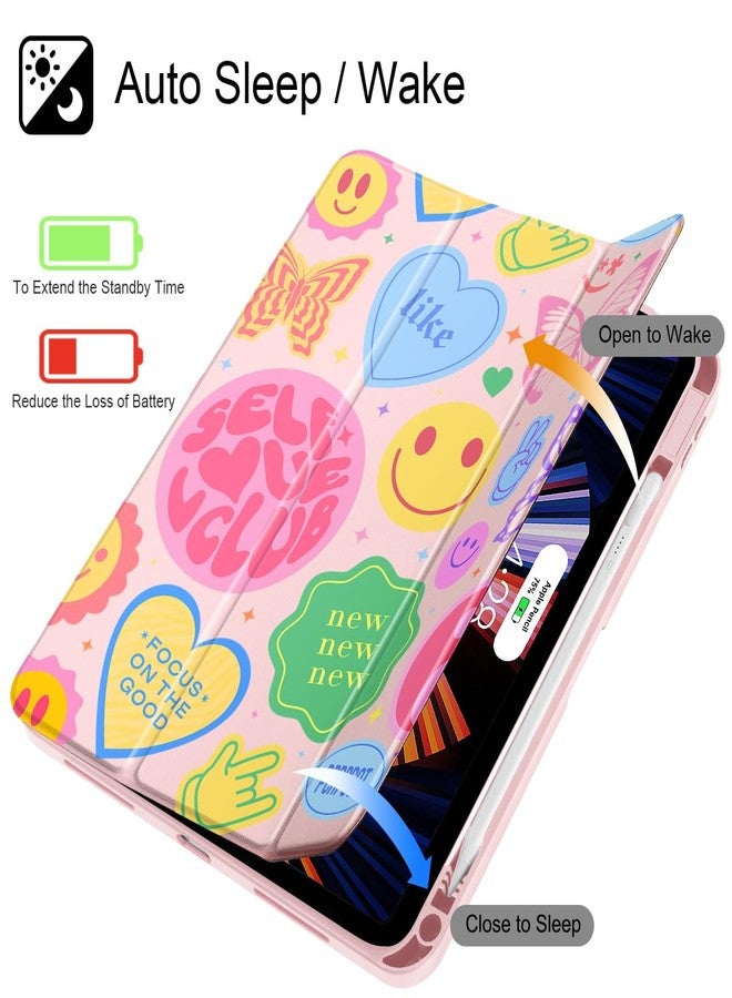 May Chen for iPad (A16) 11th Generation Case 11 Inch 2025, iPad 10th Gen Case 2022 10.9 inch, Built-in Pencil Holder with Shockproof Cover Clear Transparent Back Shell Auto Wake/Sleep, Smile Art - Image 3