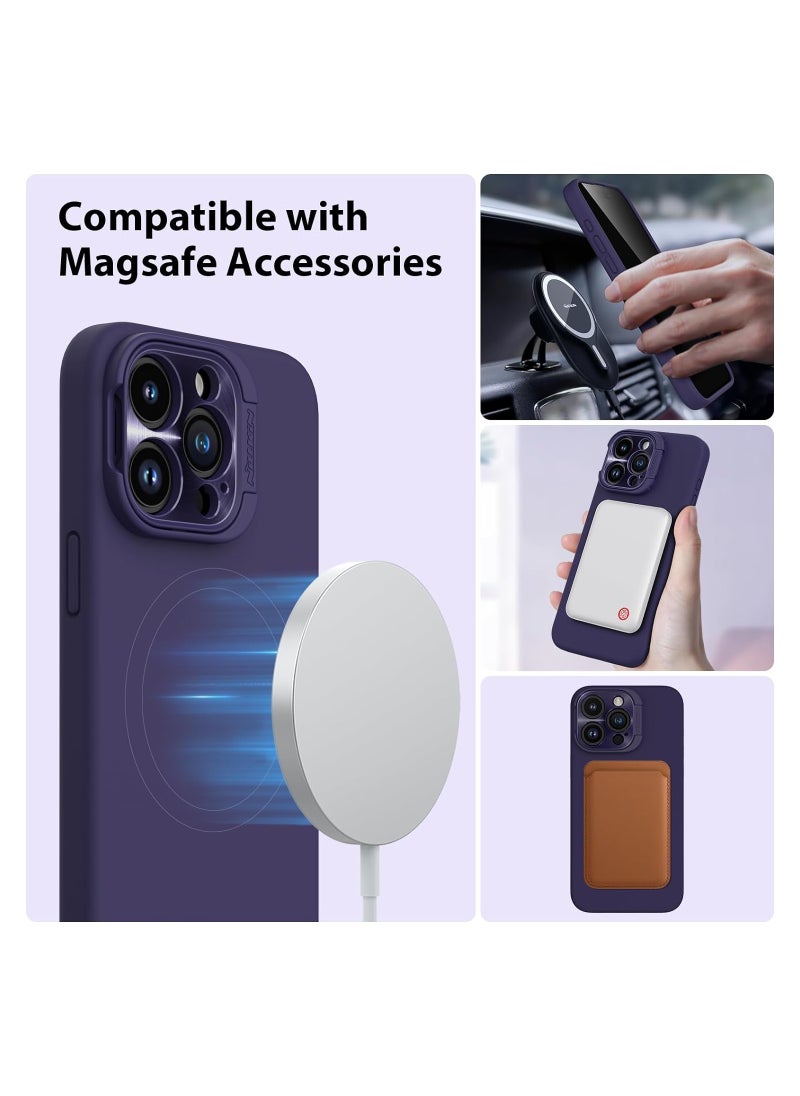 Nillkin - iPhone 15 Pro Max Case, Compatible with MagSafe, Built-in Metal Camera Invisible Stand Case, Drop Protection, Silicone Magnetic Phone Case for iPhone 15 Pro Max Green - Image 1
