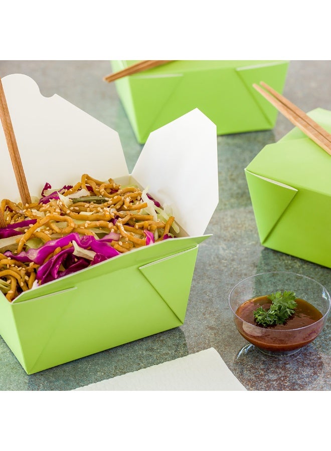 Restaurantware Bio Tek 30 Ounce Take Out Boxes, 200 To Go Lunch Boxes - Tab-Lock Closure, Heat-Tolerant, Green Paper Disposable Lunch Boxes, Greaseproof, For Hot And Cold Foods  - Image 3