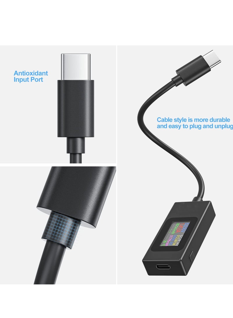 USB C Power Meter Testers, Type C Voltage and Current Tester Meter, USB C Voltage Current Voltmeter Amp Volt Ammeter Detector USB Cable Charger Indicator - Image 2