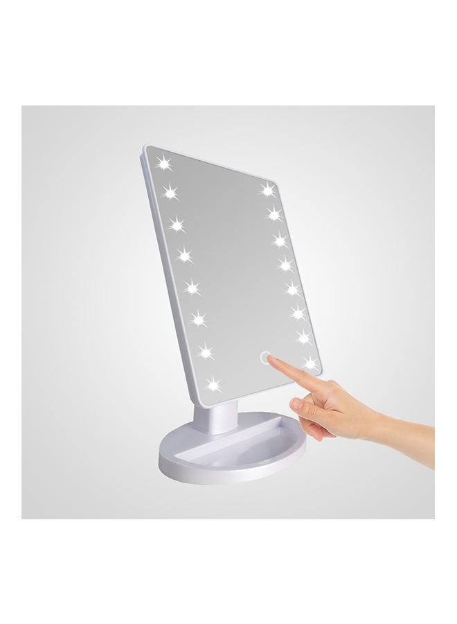 مرآة مكياج بإضاءة LED وحامل مكتبي دوار أبيض 27 x 16.5كيلوجرام