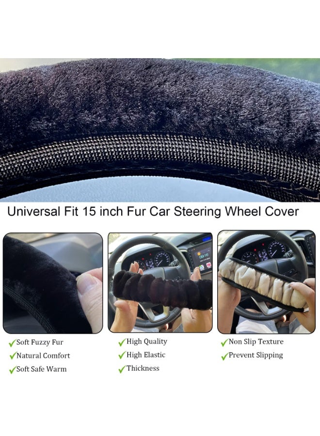 3-piece set: Fluffy steering wheel cover / handbrake / gear shift - Image 5
