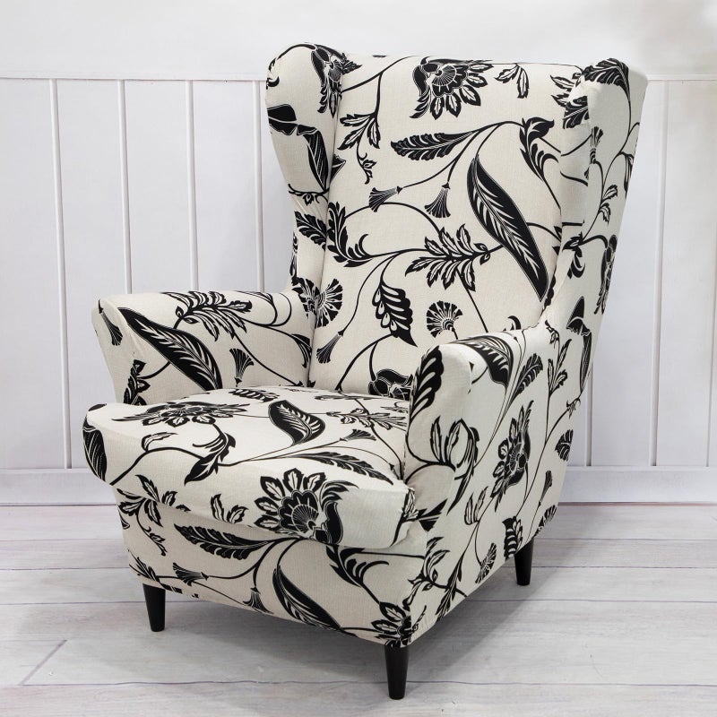 HAOYONG Wing Chair Slipcovers Printed Wingback Chair Covers 2 Pieces Wingback Armchair Slipcover Stretch Chair Slip Covers Washable Armchair Protector Cover for Living Room and Bedroom - Image 2
