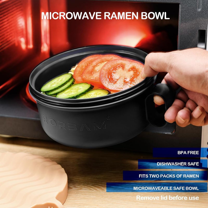 RORBAM Ramen Cooker,Microwave Ramen Bowl,Noodle Bowl 48 oz,College Dorm Room Essentials for Girls for Boys, Apartment Essentials, Ideal for Home, Office, Dorm, or Gift,BPA-Free. (red) - Image 3