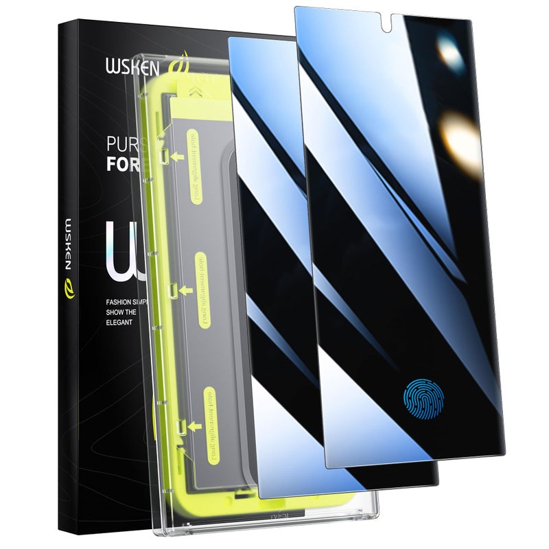 WSKEN for Samsung Galaxy S24 Ultra Privacy Screen Protector 24 Degree AutoDust Removal Fingerprint Unlock Support Full Coverage HD Tempered Glass Film with Dust Clean Installing House2 Pack - Image 2