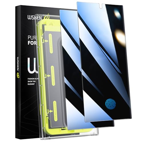 WSKEN for Samsung Galaxy S24 Ultra Privacy Screen Protector 24 Degree AutoDust Removal Fingerprint Unlock Support Full Coverage HD Tempered Glass Film with Dust Clean Installing House2 Pack - Image 1