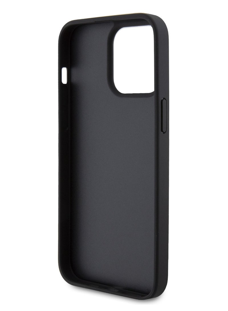 يو اس بولو غطاء حماية بي يو جلد بنمط شبكي لآيفون 15 برو - أسود - Image 4