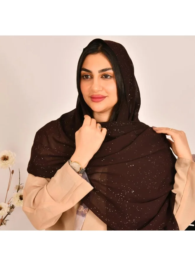 عبايات لمحة طرحه باللون البني لداكن مزين بطباعات براقة
