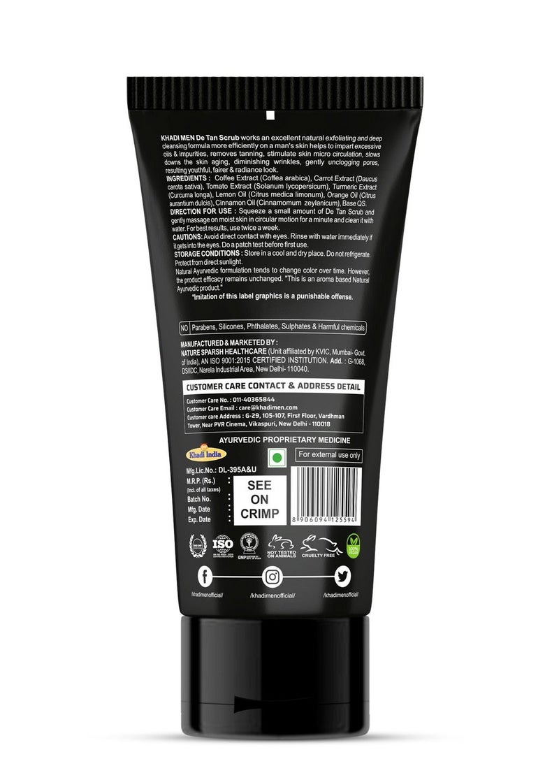 KHADI MEN Khadi Men De tan Scrub 100g Removes sun tan |Gently exfoliate dead skin cells from skin pores | Imparts excessive oils & impurities from the skin Scrub  - Image 2