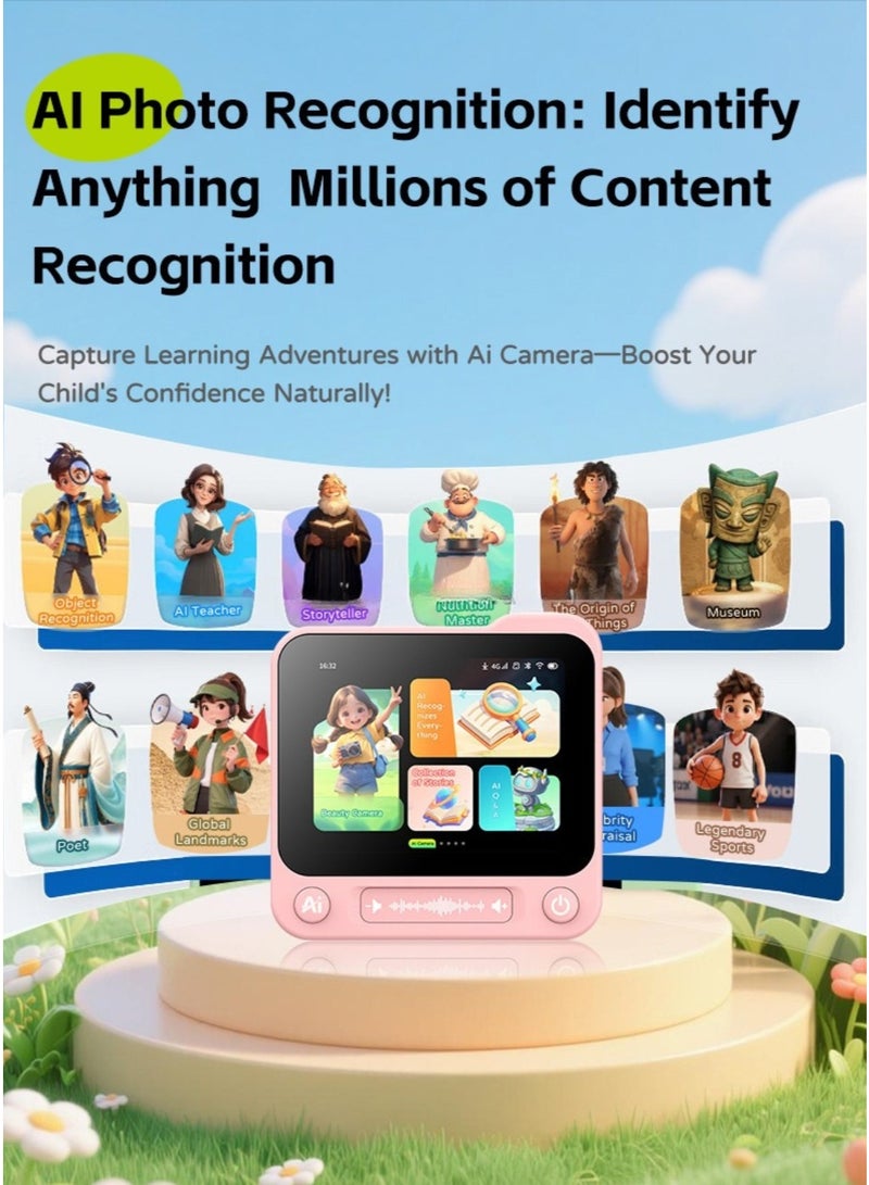 BlueFire Pink, AI Intelligent Learning Device for Kids | Smart Educational Mini Tablet with Voice Interaction, AI Chat Assistant, Storytelling, Quiz Games, Early STEM Learning & Language Development Toy for Children Ages 3+ | Fun Interactive Home Learning Device for Cognitive Growth, Communication Skills & Screen-Free Education - Image 4