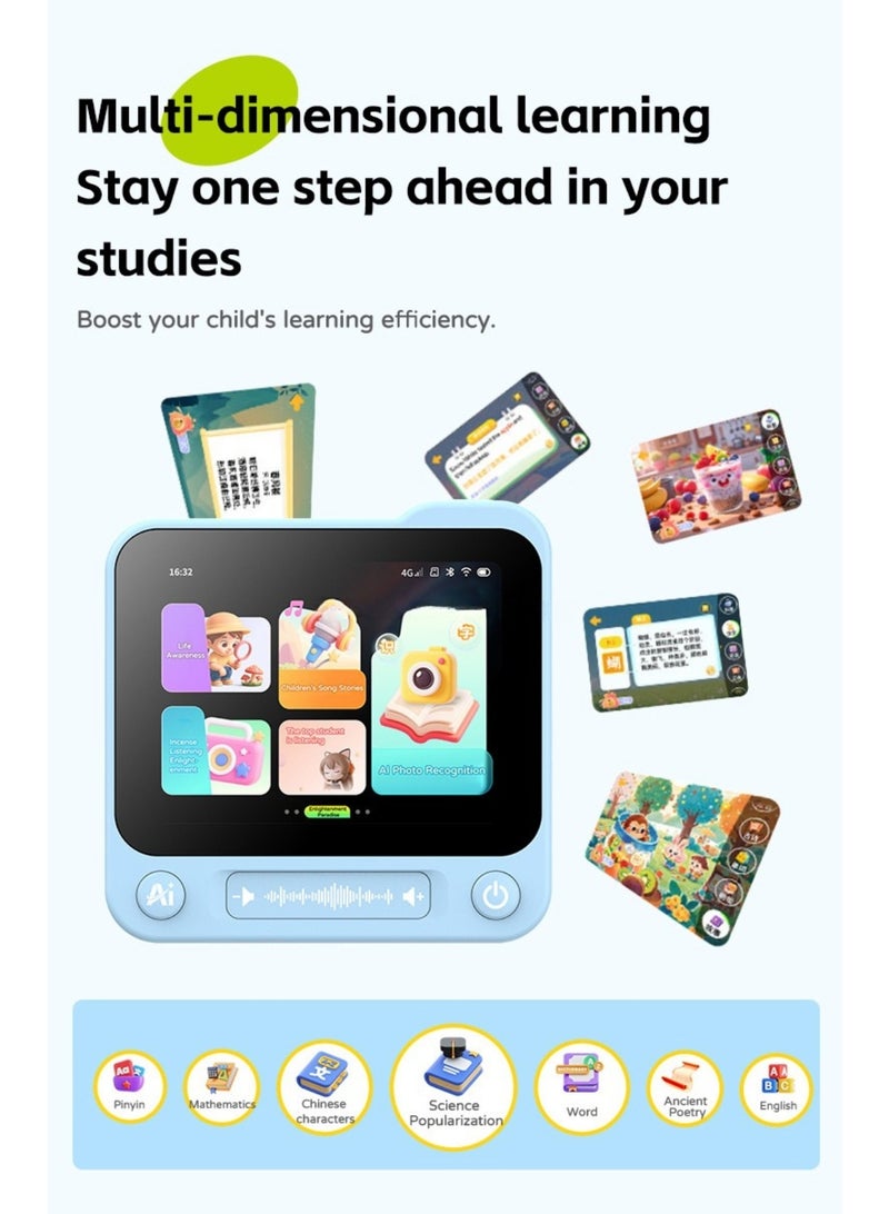 BlueFire Pink, AI Intelligent Learning Device for Kids | Smart Educational Mini Tablet with Voice Interaction, AI Chat Assistant, Storytelling, Quiz Games, Early STEM Learning & Language Development Toy for Children Ages 3+ | Fun Interactive Home Learning Device for Cognitive Growth, Communication Skills & Screen-Free Education - Image 2
