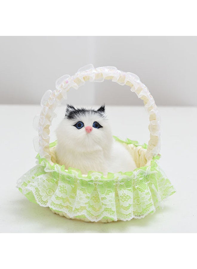 Moon Berry Sleeping Cat in Basket Doll Mini Kitten in Woven Basket Decor for Office Desk Kids Boys Girls Random Color - Image 4