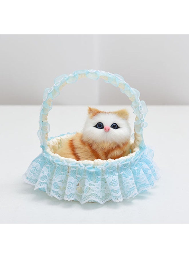 Moon Berry Sleeping Cat in Basket Doll Mini Kitten in Woven Basket Decor for Office Desk Kids Boys Girls Random Color - Image 3