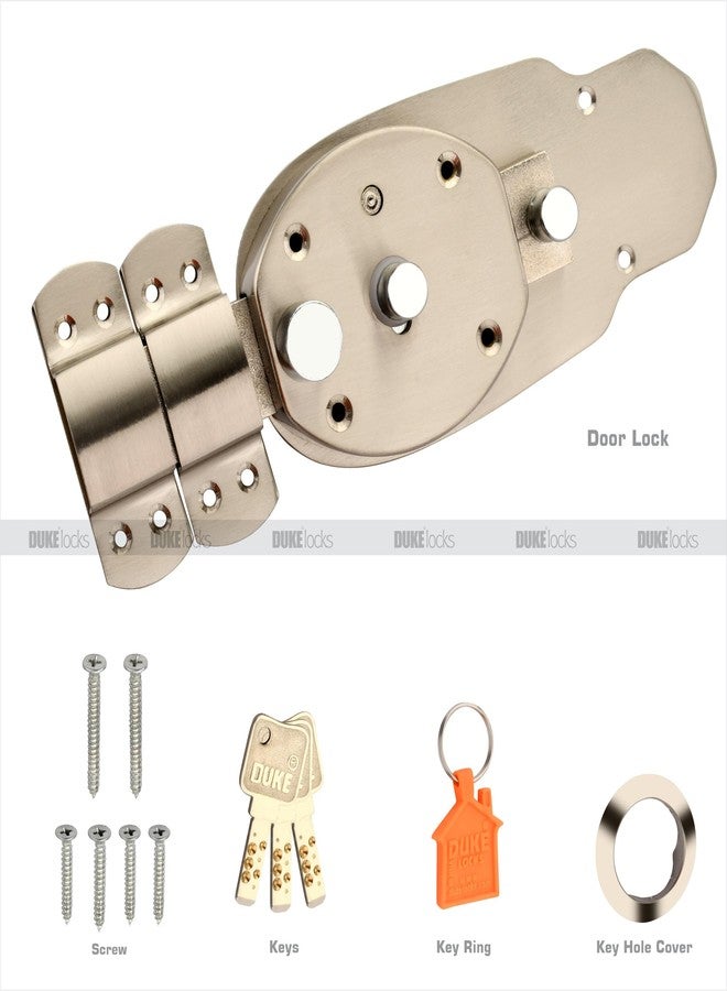 Duke Inter Lock 6 Turn Stainless Steel with Brass Ultra Keys | Suitable for Both Double Door & Single Door | Door Width 25mm - 45mm | Easy Installation |Strong & Durable | GL-2058 SS - Image 3