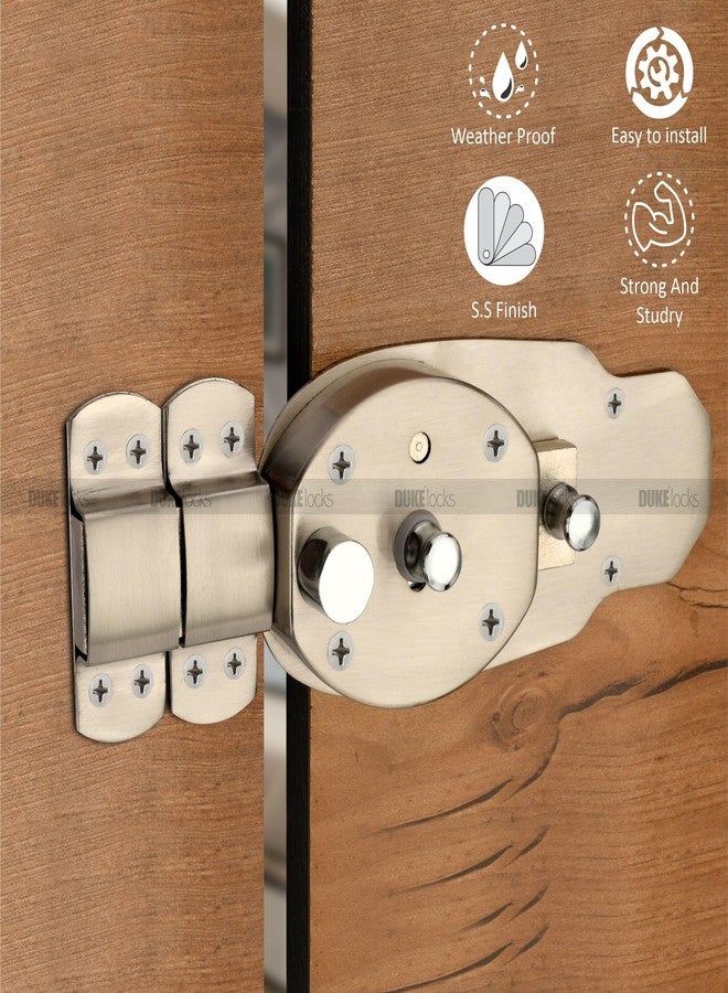 Duke Inter Lock 6 Turn Stainless Steel with Brass Ultra Keys | Suitable for Both Double Door & Single Door | Door Width 25mm - 45mm | Easy Installation |Strong & Durable | GL-2058 SS - Image 2