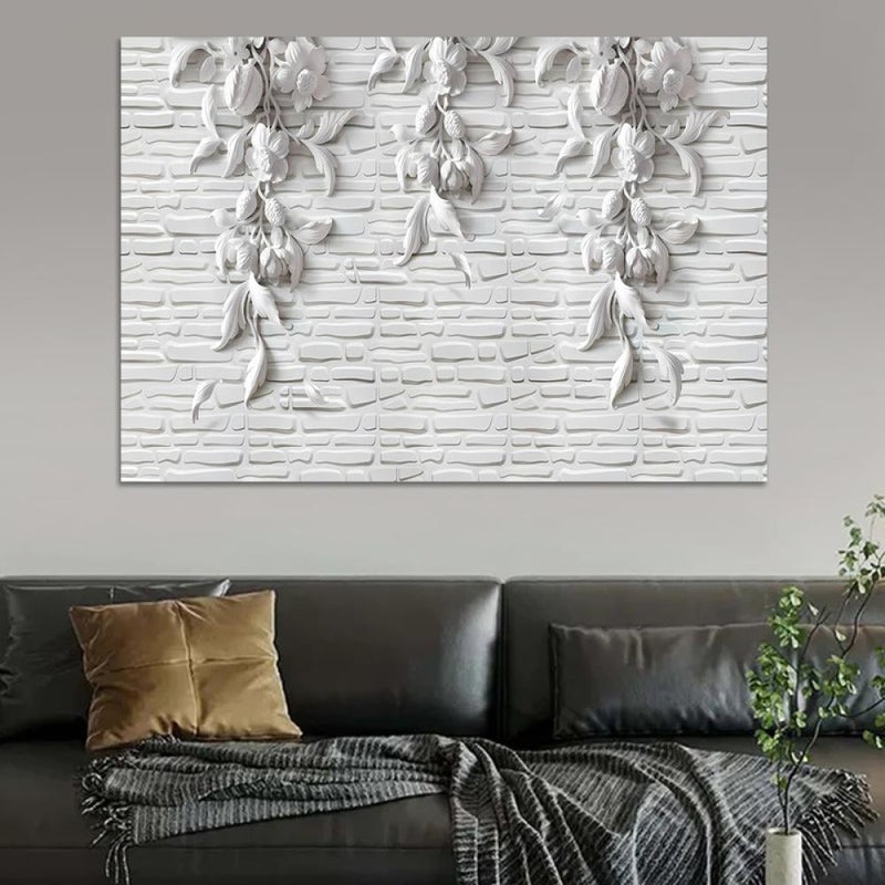 ماركتنا لوحة جداربة قماشية مطبوعة بتصميم اللوحة الجبسية مع برواز مجوف مقاس (70×50) قطعة واحدة - Image 1