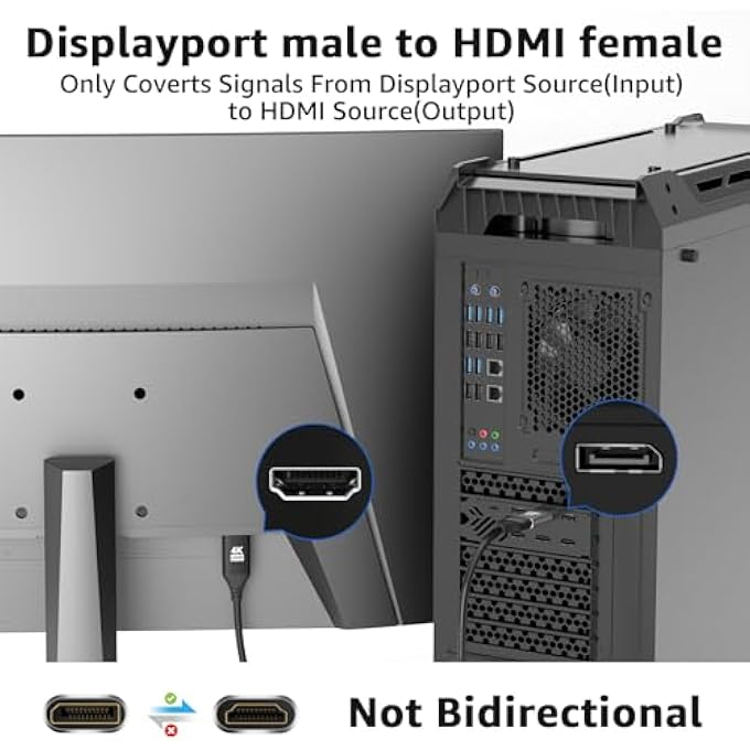 rayihni 3PACK DISPLAYPORT TO HDMI ADAPTER 4K60HZ - Image 3