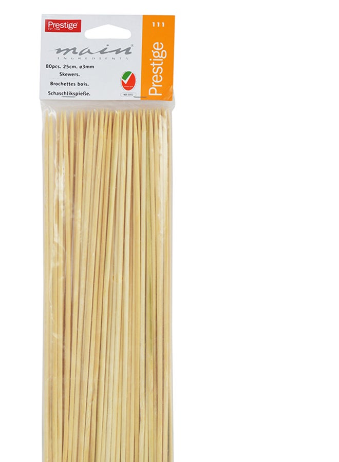 Prestige 80-Piece Wooden Skewers Brown 25cm - Image 5