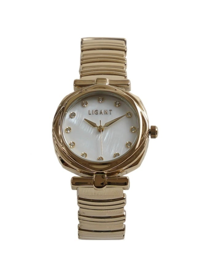 LIGANT Luxury Women's Stainless Steel Watch in Royal Gold - Elegant Modern Design - Rust Resistant Metallic Wristwatch for Events & Gala - Image 1