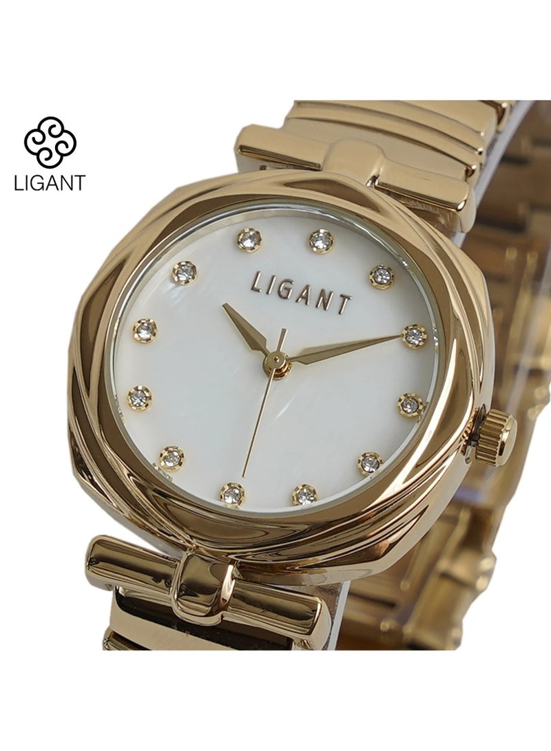 LIGANT Luxury Women's Stainless Steel Watch in Royal Gold - Elegant Modern Design - Rust Resistant Metallic Wristwatch for Events & Gala - Image 2