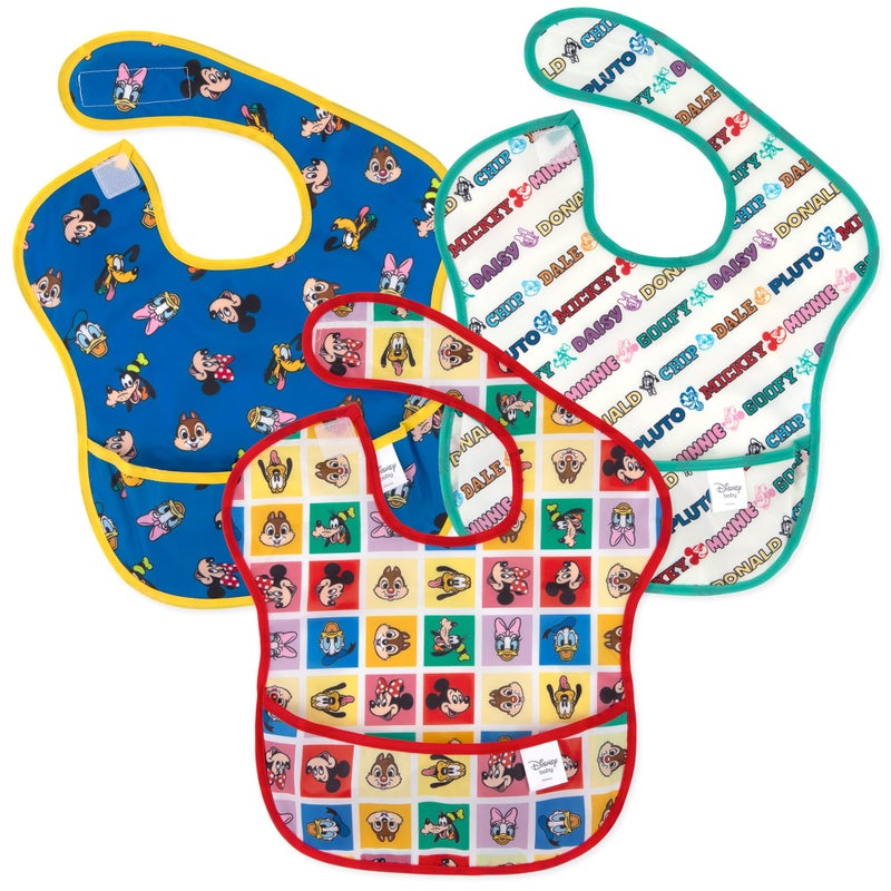Bumkins Disney Bibs for Girl or Boy SuperBib Baby and Toddler for 624 Months Essential Must Have for Eating Feeding Baby Led Weaning Mess Saving Waterproof Soft Fabric 3pk Mickey and Friends - Image 2