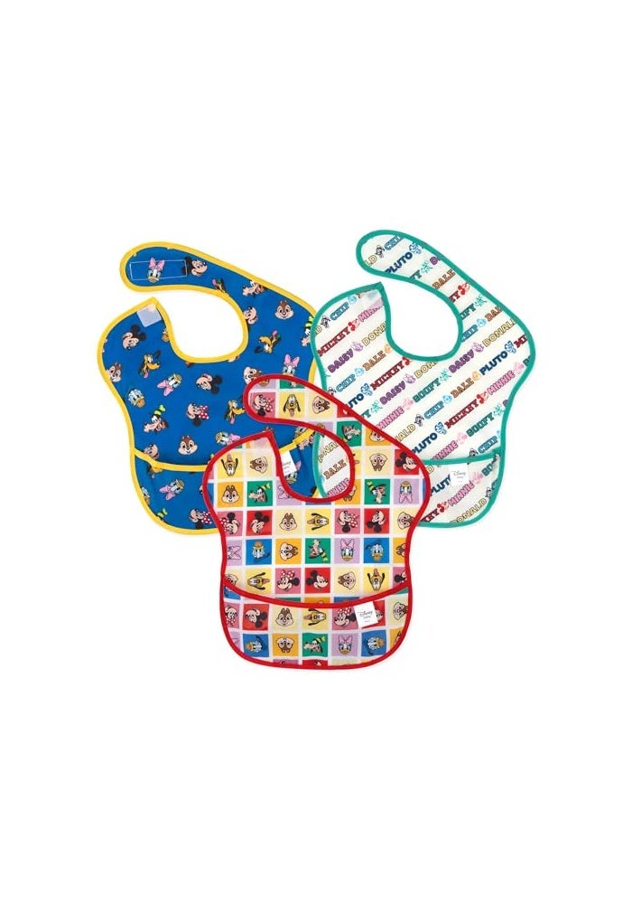 Bumkins Disney Bibs for Girl or Boy SuperBib Baby and Toddler for 624 Months Essential Must Have for Eating Feeding Baby Led Weaning Mess Saving Waterproof Soft Fabric 3pk Mickey and Friends - Image 1