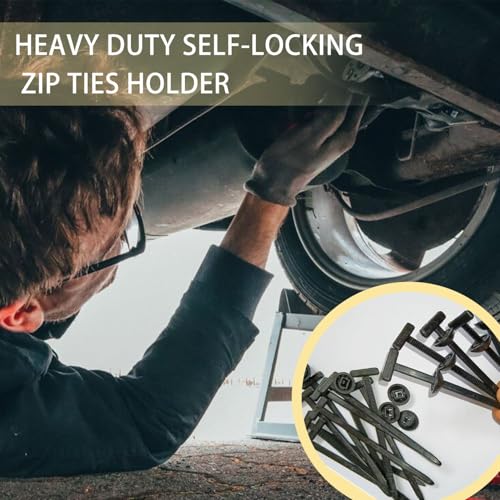 BOVVSKY Nylon Universal Cable Tie Buckle, Locking Zip Ties Holder with Pin & Button Design, Suitable for Car Daily Auto Fixing (50PCS) - Image 2