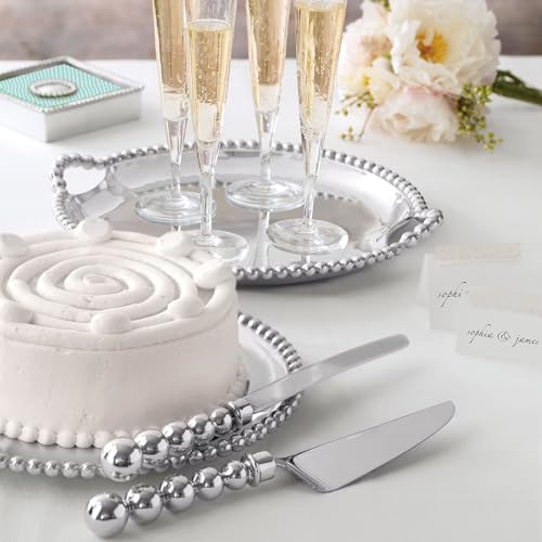 Mariposa Pearled Cake Server Set One Size Silver - Image 3