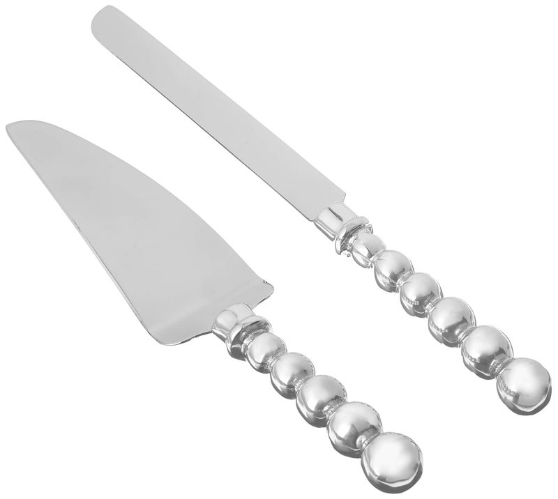 Mariposa Pearled Cake Server Set One Size Silver - Image 2
