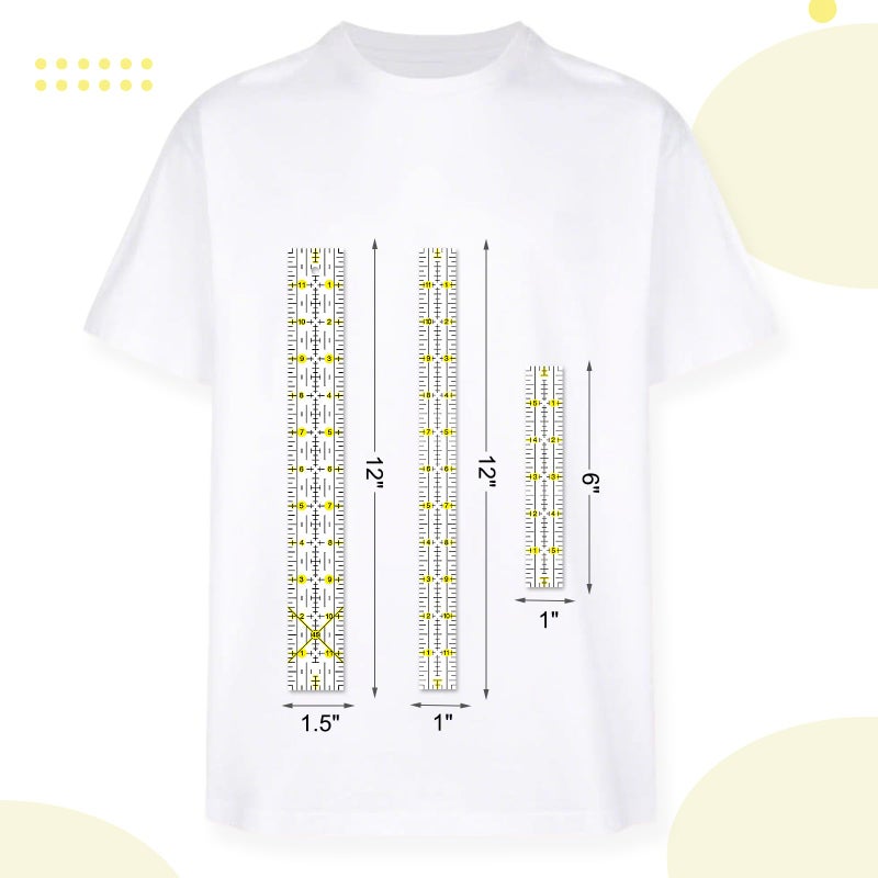 VPVPV Quilting Ruler, 8 Piece Acrylic Quilting Templates, Sewing Ruler, Fabric Cutting Ruler with Non-Slip Rings, Quilting and Sewing (6"x17", 3"x17", 2"x16", 1.5"x12", 1"x12", 1"x6", 8"x3") (Yellow) - Image 5