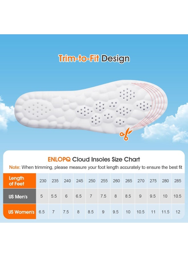 عام نعال داخلية سحابية 4D للرجال والنساء، نعال داخلية سحابية من الإسفنج الذكي فائقة النعومة ومضادة للتعب، وامتصاص الصدمات، وتخفيف آلام القدم، (رمادي، للرجال: 17.7-18.1 بوصة) - Image 5