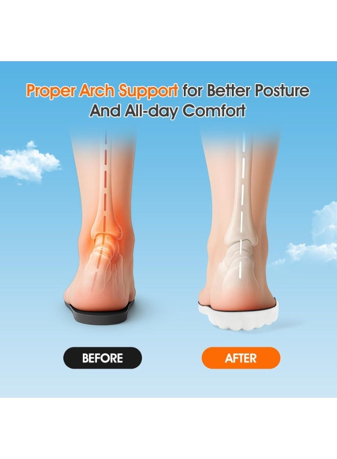 عام نعال داخلية سحابية 4D للرجال والنساء، نعال داخلية سحابية من الإسفنج الذكي فائقة النعومة ومضادة للتعب، وامتصاص الصدمات، وتخفيف آلام القدم، (رمادي، للرجال: 17.7-18.1 بوصة) - Image 4