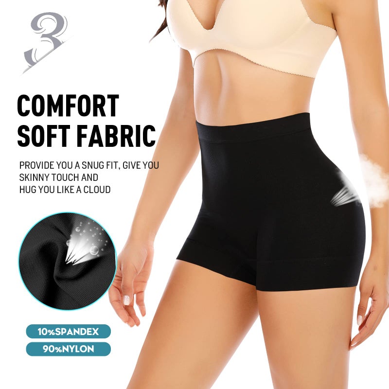Werena Seamless Shaping Boyshorts Panties for Women Tummy Control Shapewear Slip Shorts Under Dress Underwear (Basic Black-5,L) - Image 5