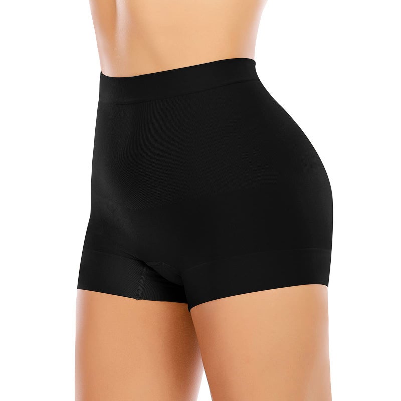 Werena Seamless Shaping Boyshorts Panties for Women Tummy Control Shapewear Slip Shorts Under Dress Underwear (Basic Black-5,L) - Image 1