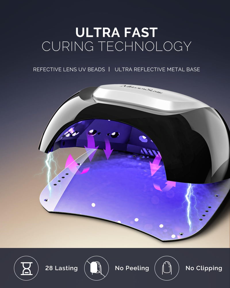 MelodySusie Professional Metal Base UV Nail Lamp, S-Pro27T Fast Curing Nail Dryer with 3 Timers & Smart Sensor for Salon Cures All Gels, Especially Hard, Extension, Acrylic & Chrome Gel Polishes - Image 3