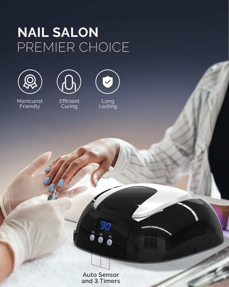 MelodySusie Professional Metal Base UV Nail Lamp, S-Pro27T Fast Curing Nail Dryer with 3 Timers & Smart Sensor for Salon Cures All Gels, Especially Hard, Extension, Acrylic & Chrome Gel Polishes - Image 2