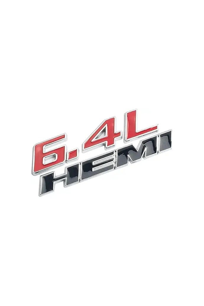 HEMI 6.4L Emblems, 3D Badge, Compatible with Challenger Car Truck, Replacement Sticker, Tailgate Decals, Car Accessories, Red Black