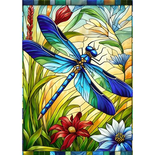 Hopgo 1000 Pieces Puzzles for Adults Colorful Stained Glass Dragonfly Jigsaw Puzzles for Family Game Puzzles Lover 275x196 - Image 1