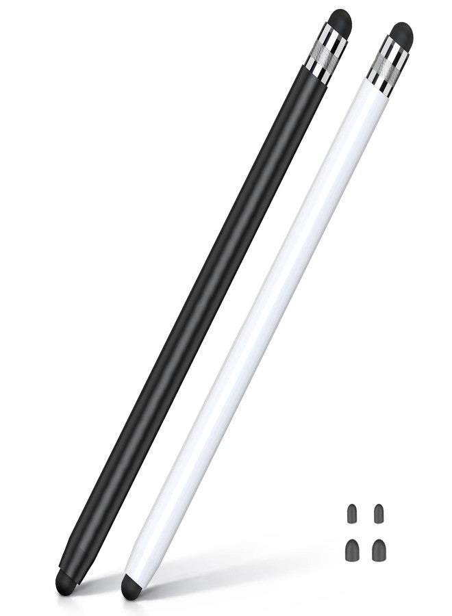 HATOKU 2 Pack Stylus Pen for iPad & Touchscreen Devices (Black & White), Dual Tip Rubber Stylus, No Bluetooth/No Charging, High Sensitivity Capacitive Stylus for iPhone Android Tablets - Image 1