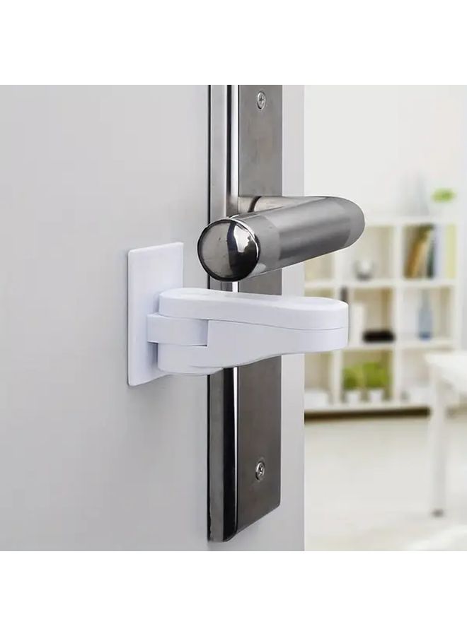 White Universal Door Rod Lock No Drill Easy Install Pet Safety Anti Rotation - Image 5