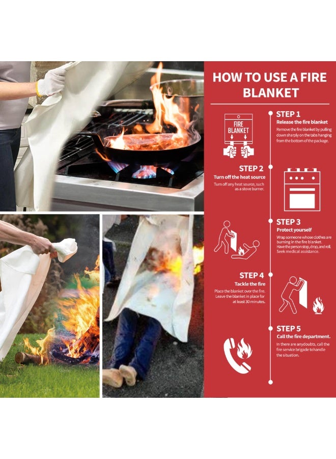 SANMUGEED Emergency Fire Blanket 40" x 40" Fiberglass Fire Blanket Emergency Survival Safety Supplies for Home Kitchen School Office Warehouse Fireplace Car Gas Station - Image 2