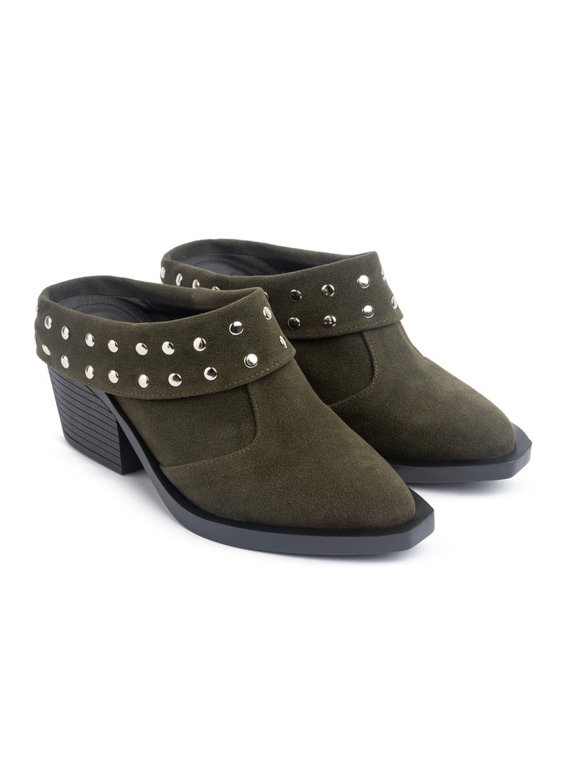 TGS Studded Suede Heel Mules  - Image 2