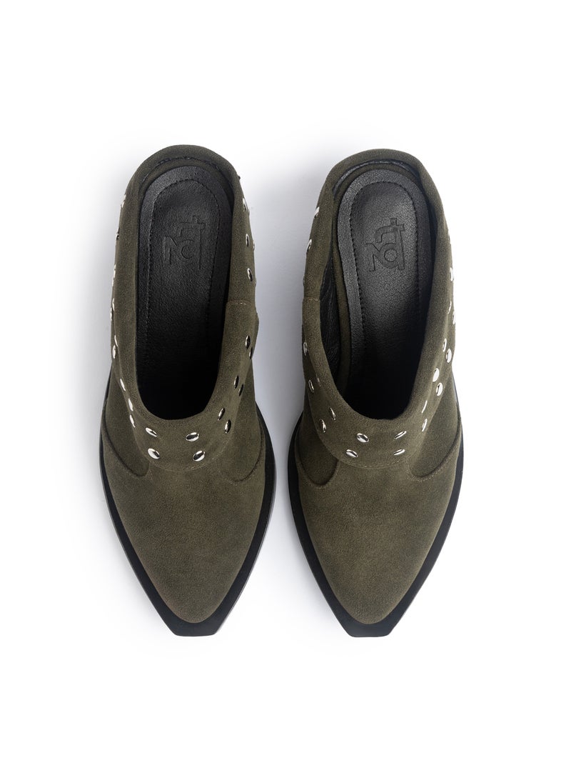 TGS Studded Suede Heel Mules  - Image 1